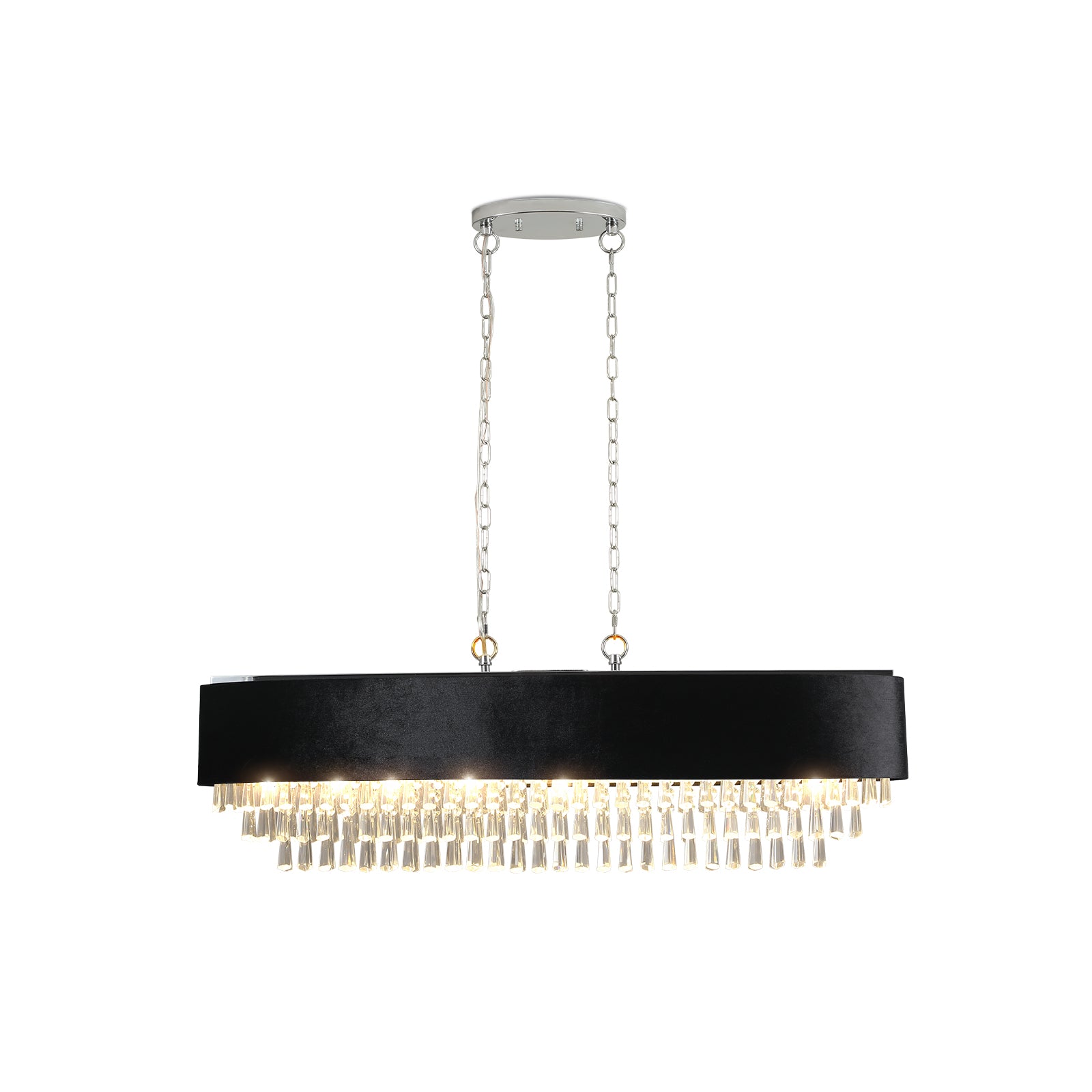 Lustre en cristal moderne eprolo avec plusieurs bras et pendentifs en cristal, éclairage élégant pour la décoration intérieure.