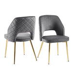 Chaise de salle à manger en velours gris par eprolo, vue de côté, avec coussin rembourré et pieds en bois élégant.