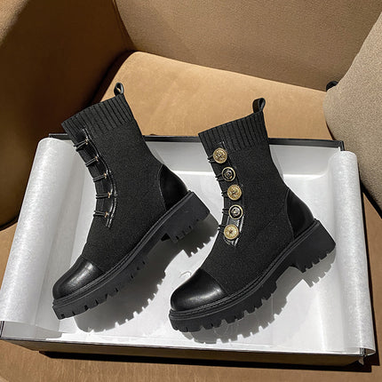 Vintage Metal Buckle Knight Martin Boots