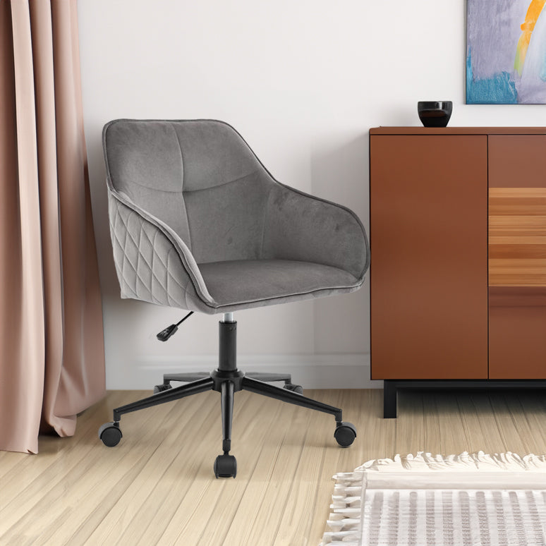 Chaise de bureau en velours eprolo, moderne avec roulettes, idéale pour salon, chambre ou bureau à la maison.
