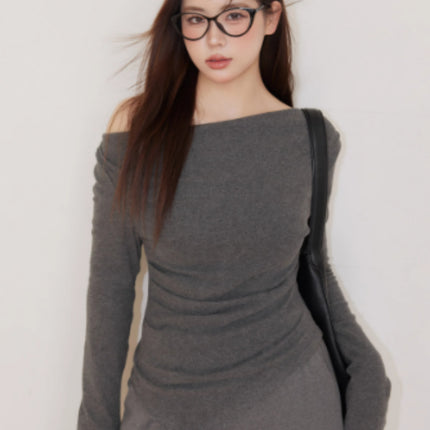 One Shoulder Top, Soft And Sticky Half Skirt, Slimming Pants Set