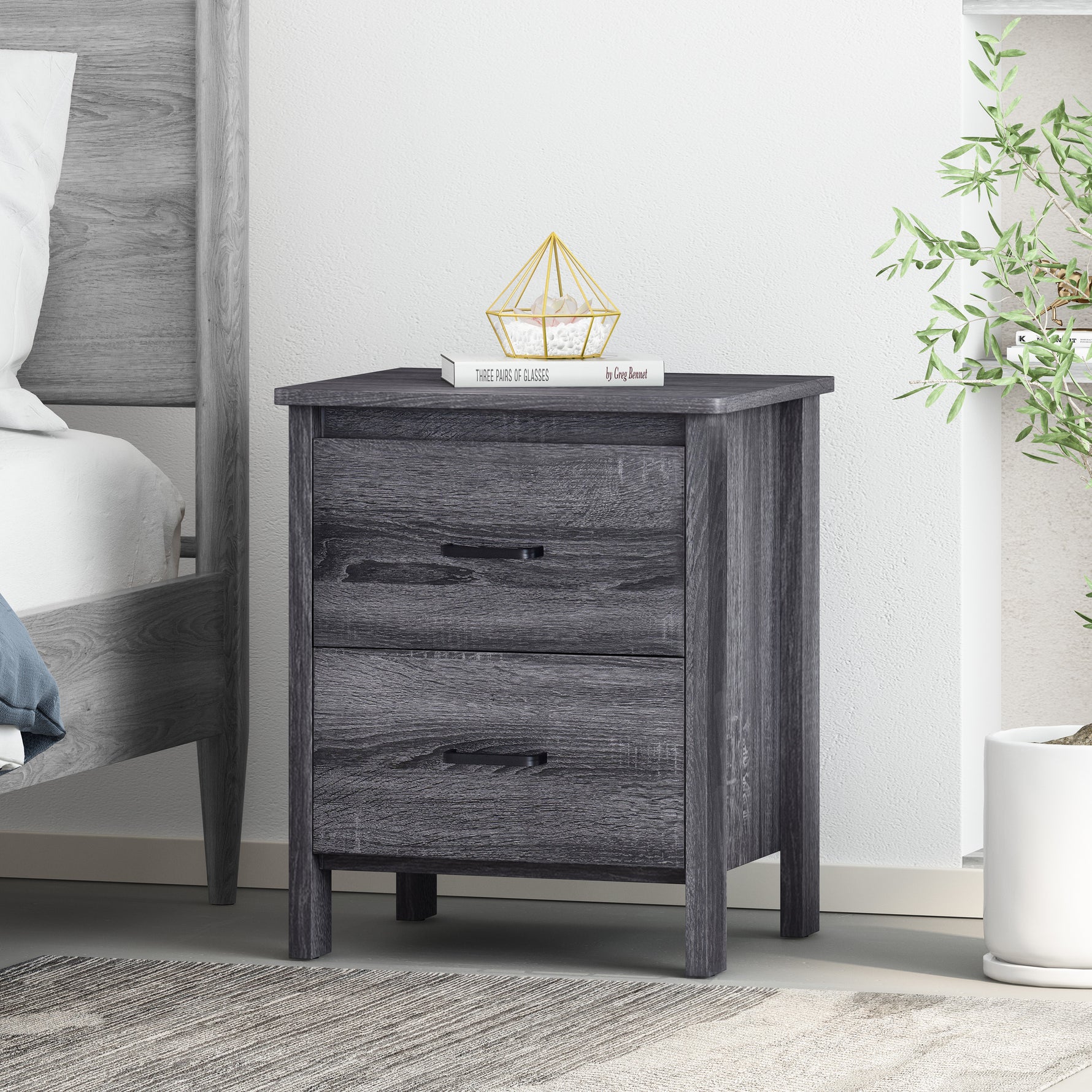 Table de nuit eprolo en bois avec tiroirs, design moderne et élégante, idéale pour chambre à coucher.