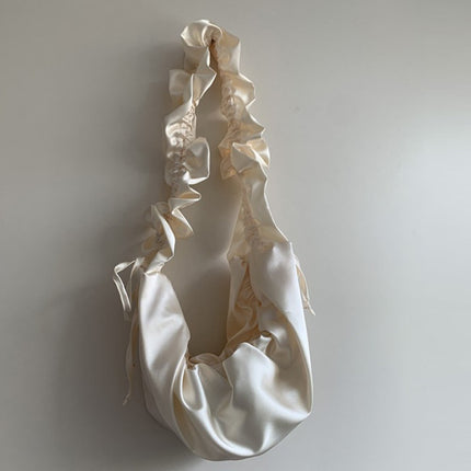 Underarm Satin Versatile Casual Pleated Lace Drawstring Design Large Capacity Shoulder Messenger Bag