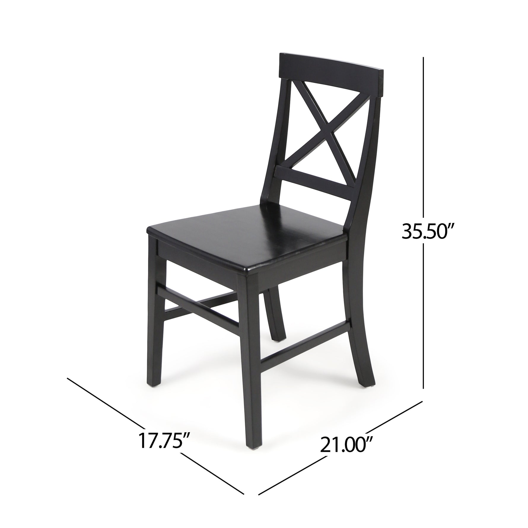 Chaise de salle à manger Roshan en acacia noir par eprolo, lot de 2, design élégant et robuste pour la cuisine ou la salle à manger.