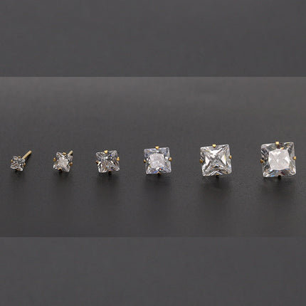 Fashion Stainless Steel Four Claw Square Ear Studs