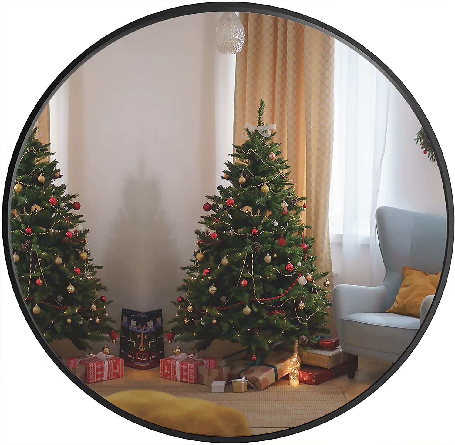 Miroir rond en métal noir de 16 pouces pour salle de bain, design élégant, marqué eprolo, miroir de salle de bain moderne.
