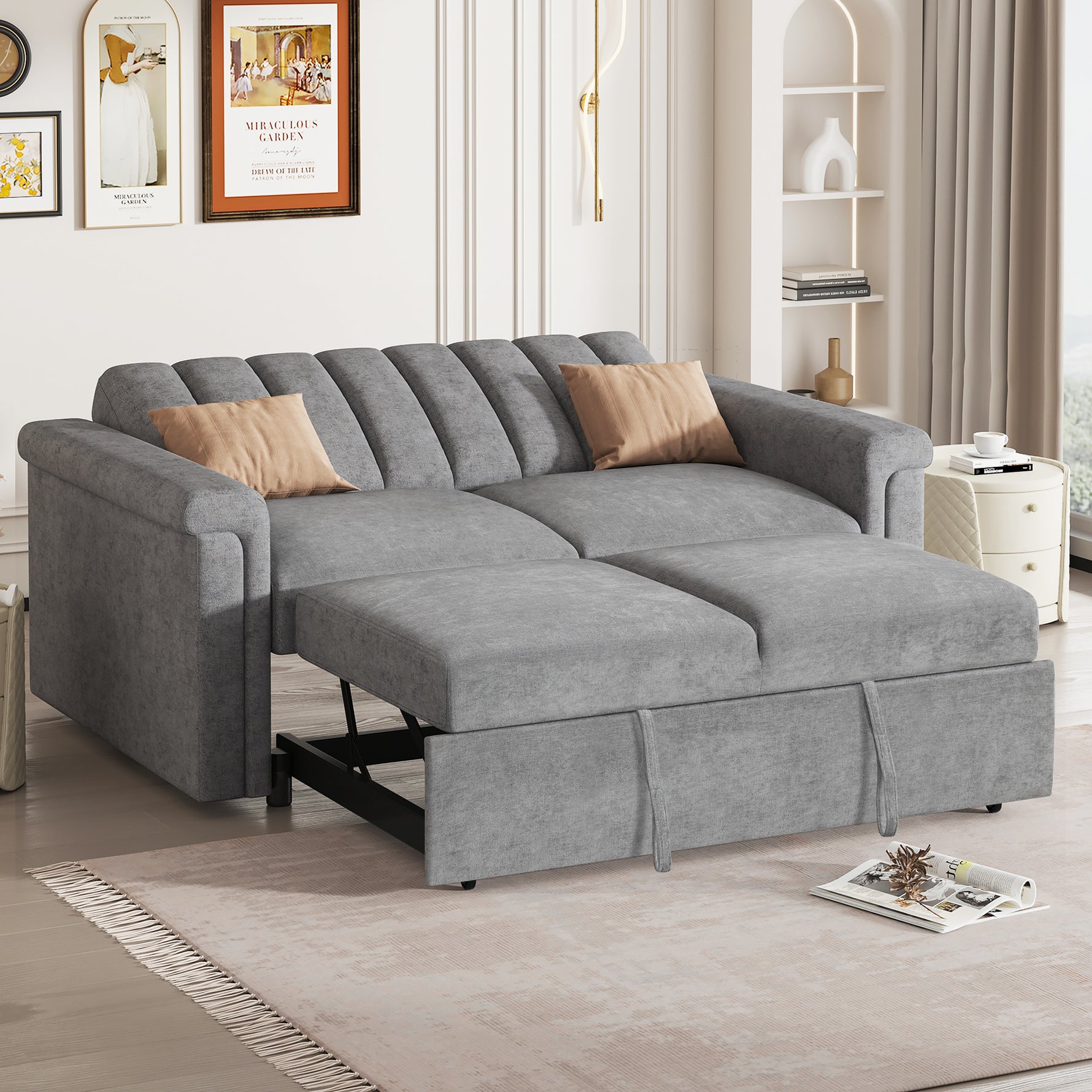 Canapé convertible en coussin souple U_STYLE eprolo, pour deux personnes, en position assise ou de couchage.