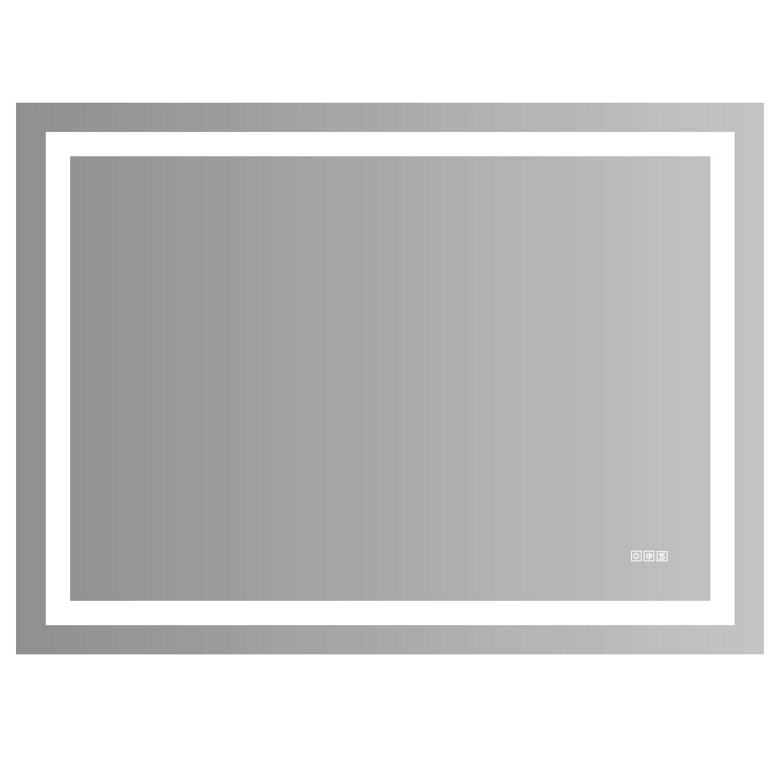 Miroir de salle de bains LED eprolo de 48x36 pouces avec éclairage, anti-buée et réglage de luminosité.