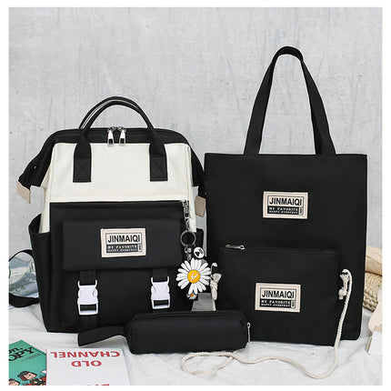 Big Clip Four-Piece Set Of Casual College Students Ladies Backpack