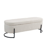 Ottoman de rangement beige eprolo avec coussin doux, charnière de sécurité et design pratique pour le stockage et l'assise.