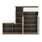 Meuble de rangement à chaussures ON-TRANS eprolo blanc avec sièges rembourrés et étagères ajustables pour chaussures et rangement.