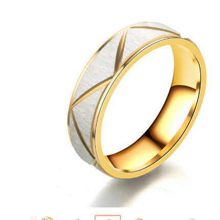 Titanium steel couple ring 24K gold stainless steel ring