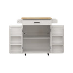 Mobilier d'entrée eprolo, îlot de cuisine roulant avec tiroir, portes, étagères ajustables et porte-serviettes.