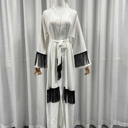 Arab Dubai Ethnic Clothes Middle East Abaya Coat Tassle Fashion Dress