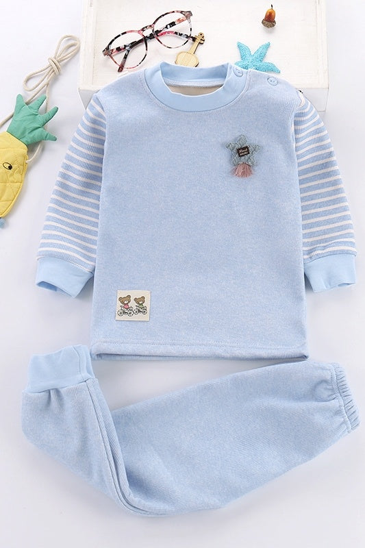 Children's Underwear Set With Plush And Thick Baby Autumn Pants
