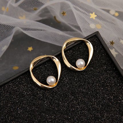 S925 Silver Needle Geometric Opal Temperament Diamond Earrings Simple