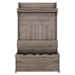 Armoire d'entrée en chêne avec bureau de rangement, 5 crochets, tiroirs et étagère de présentation, de la marque eprolo