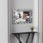 Grand miroir rectangulaire en métal argenté mural pour salon, chambre ou entrée, avec miroir HD clair, par eprolo.