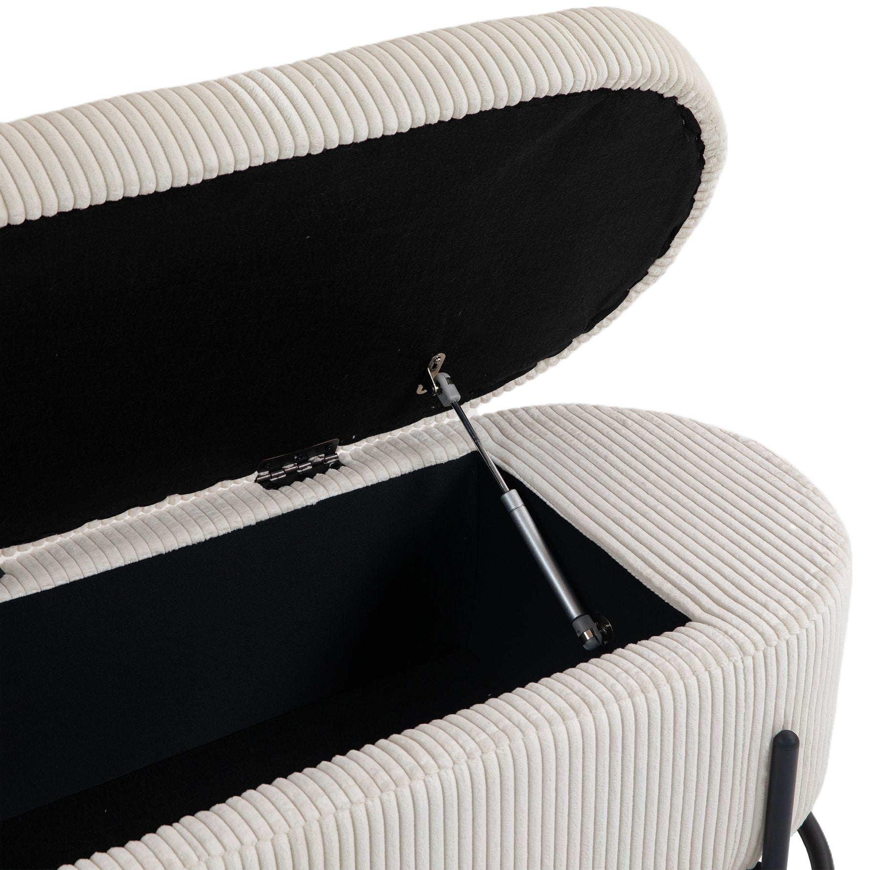 Chaise ottomane de stockage eprolo COOLMOR beige avec coussin doux et charnière de sécurité, meuble pratique et confortable