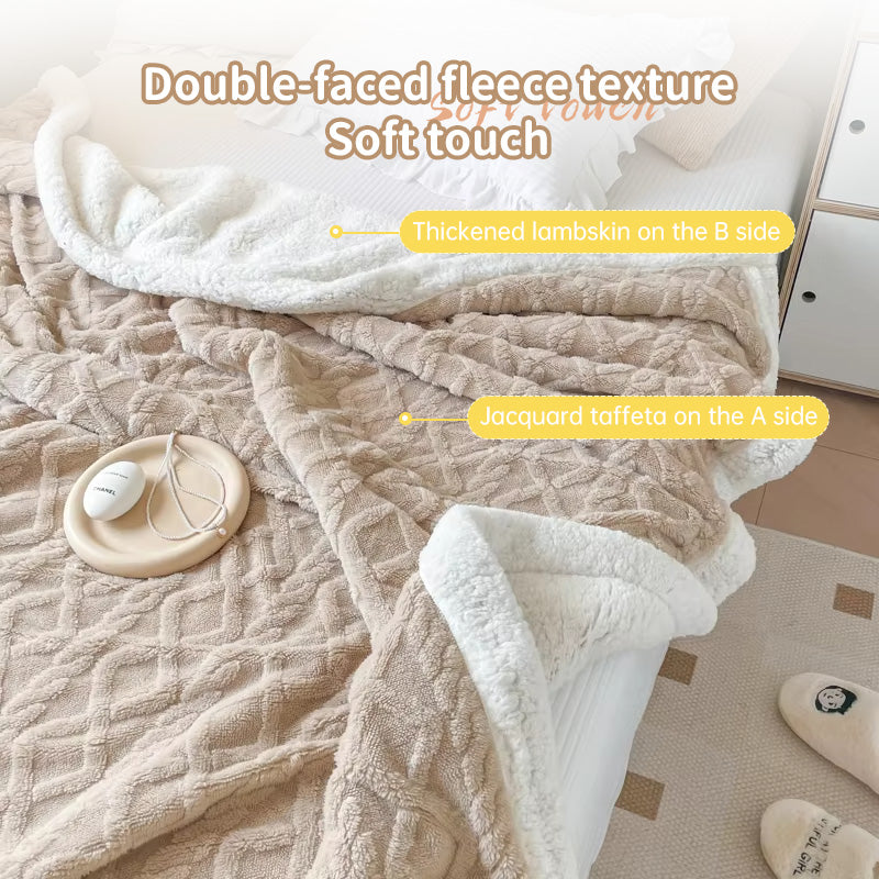 Couverture polaire double couche eprolo pour automne et hiver, douce, chaude et confortable, vue en gros plan.
