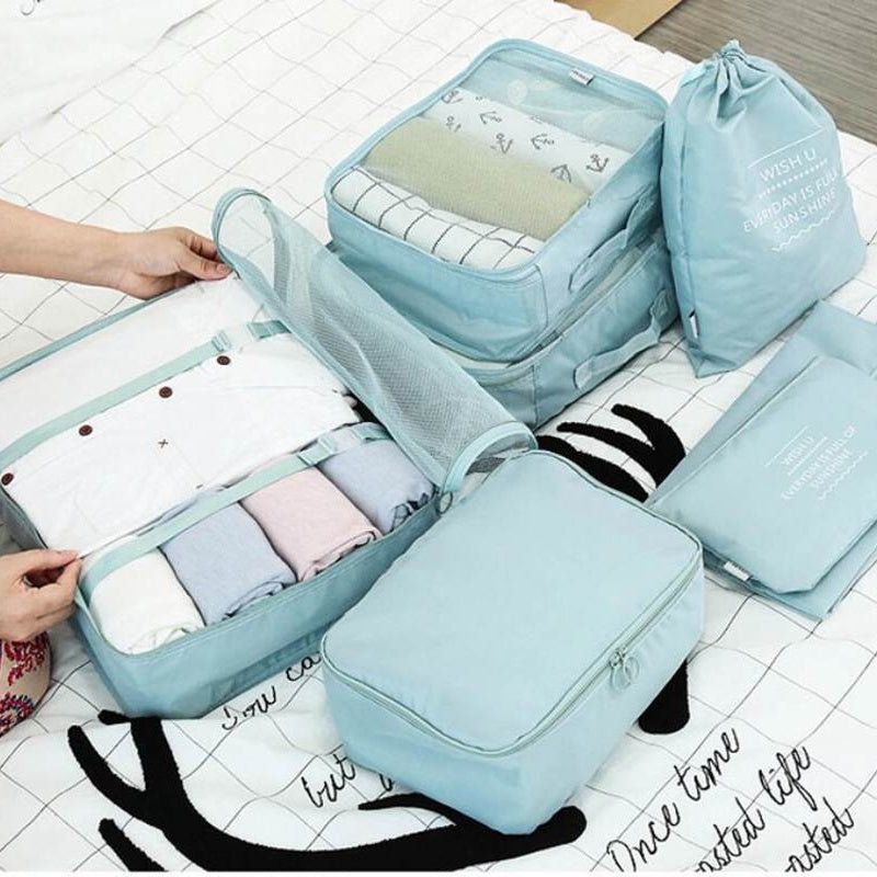 Ensemble de 7 sacs de rangement de voyage eprolo pour vêtements, avec différentes tailles pour organiser les bagages efficacement.