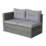 Ensemble de salon de jardin en rotin gris eprolo, 4 pièces avec canapé, fauteuils et coffre de rangement pour extérieur.