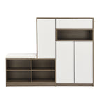 Meuble de rangement pour chaussures ON-TRANS eprolo, plateforme 2-en-1 avec sièges rembourrés et étagères ajustables, blanc