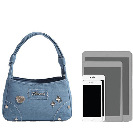 Retro Minority Design Small Handbag Summer New Metal XINGX Denim