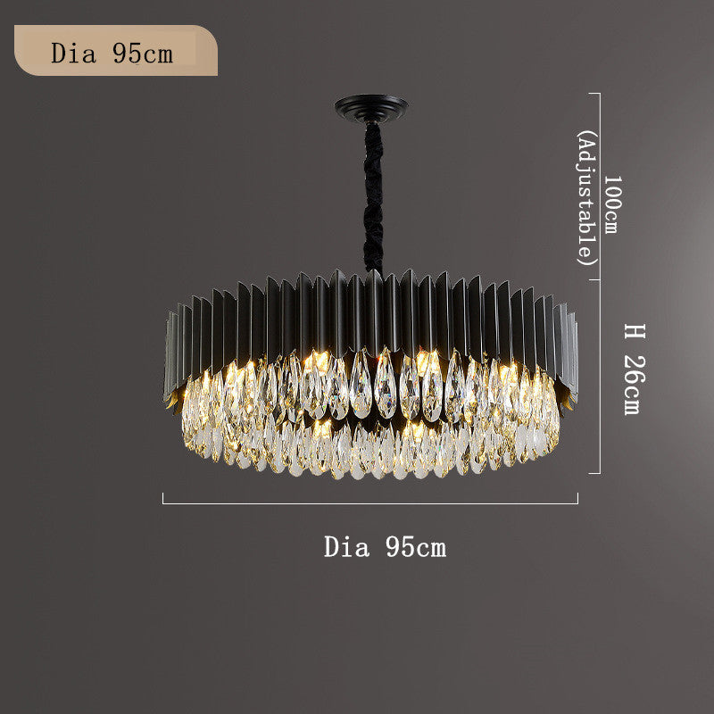 Luminaires modernes en cristal noir pour salon, suspension élégante de marque Novah, design simple et sophistiqué.