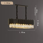 Lustre moderne noir en cristal pour salon, éclairage élégant et simple, de la marque Novah, suspendu au plafond.