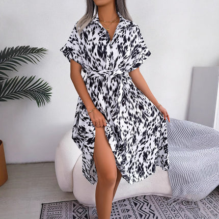 V-neck Bohemian Long Short-sleeve Dress