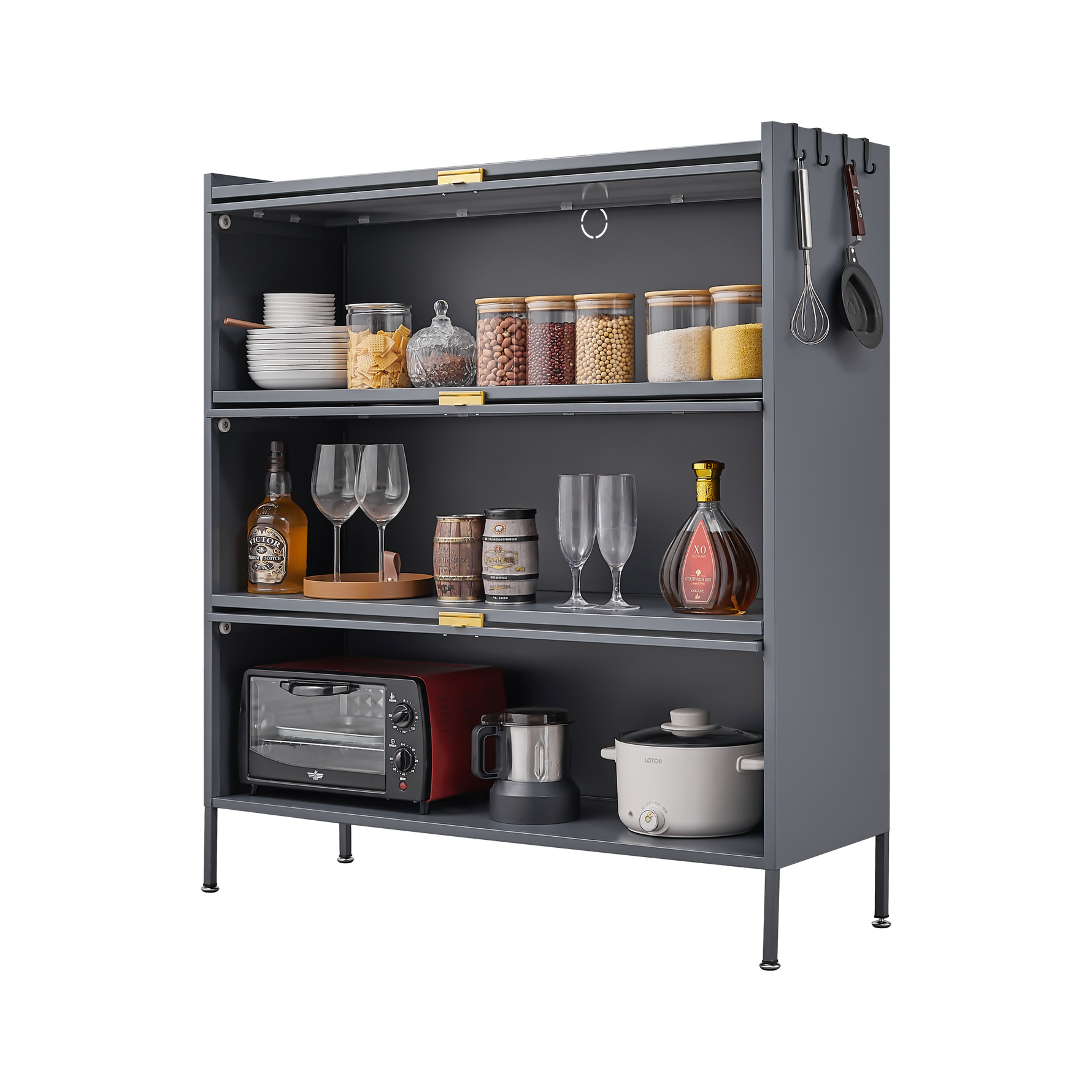 Étagère de rangement pour cuisine eprolo avec 3 niveaux, armoire à épices et stockage pour placard de cuisine.