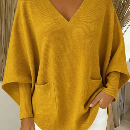 Relaxed Laid-back Soft And Cozy Womens Casual Solid-color V-neck Sweater