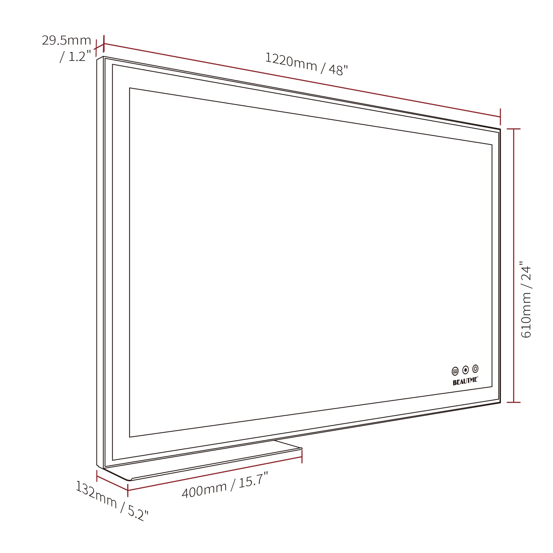 Miroir de maquillage LED pour salle de bain de 48x24 pouces avec éclairage lumineux, marque eprolo, miroir rectangulaire élégant