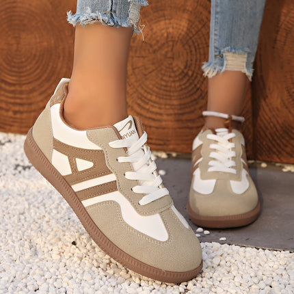 Retro Color Matching Lace-up Lightweight Jogging Women's Shoes