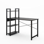 Bureau pour chambre avec cadre en acier, bureau informatique en métal et bois, avec 4 étagères de rangement, style étudiant.