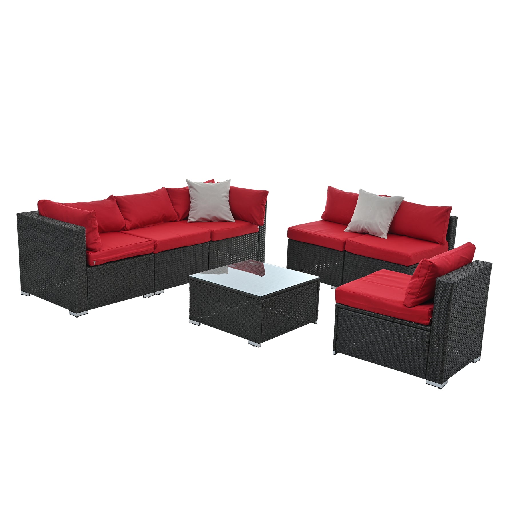 Ensemble de meubles de terrasse eprolo avec canapé et table en bois pour espace extérieur élégant et confortable.