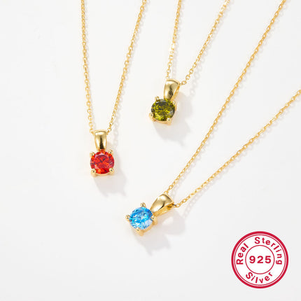 925 Sterling Silver December Birthday Stone Necklace Niche Senior Female