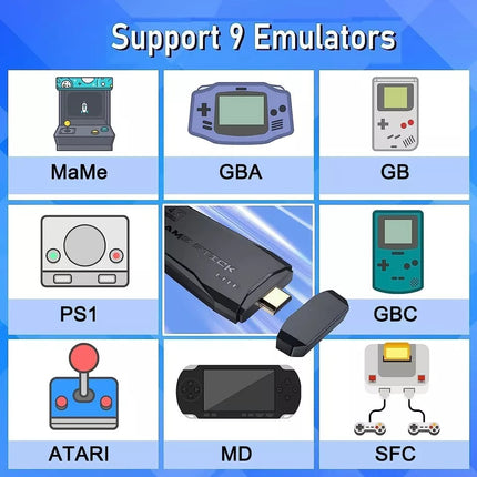 4K Retro Game Console Plug-Play 20000- Video Game Stick-2x Wireless Controllers