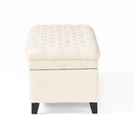 Pouf de rangement Juliana de la marque eProlo, ottoman en tissu avec espace de stockage intégré, en couleur neutre.