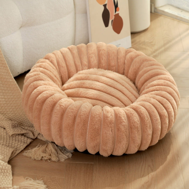 High Weight Pet Nest Straight Rabbit Plush Mat Round Long Hair Cat Nest Warm Winter Dog Bed Kennel
