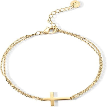 Cross Pendant Double-layer Bracelet Personality Ball Bead Chain Love Cut Black