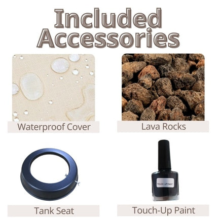 50000 BTU Large Rectangular Stone Gas Fire Pit With Lava Canopy