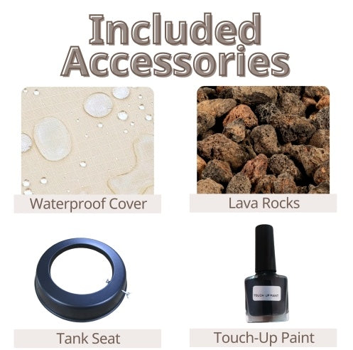 50000 BTU Large Rectangular Stone Gas Fire Pit With Lava Canopy