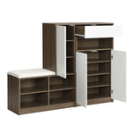 Meuble de rangement pour chaussures ON-TRANS eprolo blanc avec sièges rembourrés et étagères ajustables, design pratique et moderne