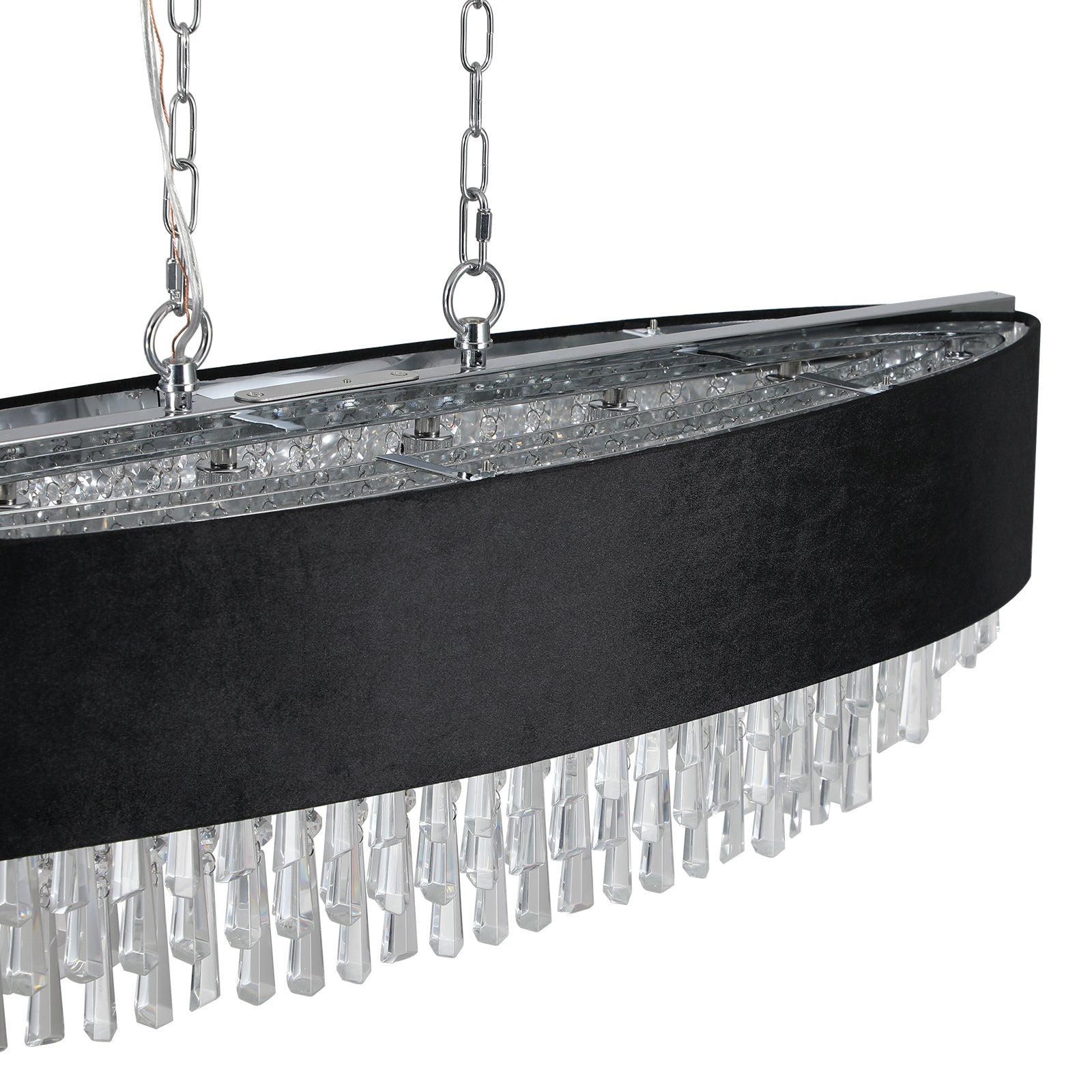 Lustre en cristal moderne de la marque eprolo avec plusieurs branches et pendentifs en cristal brillant.