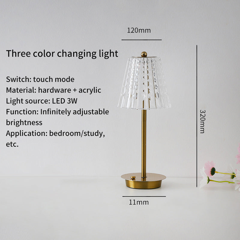 Lampe de table moderne en métal avec cristal, touche tactile, ambiance romantique pour chambre ou bar, lampes créatives d'eprolo