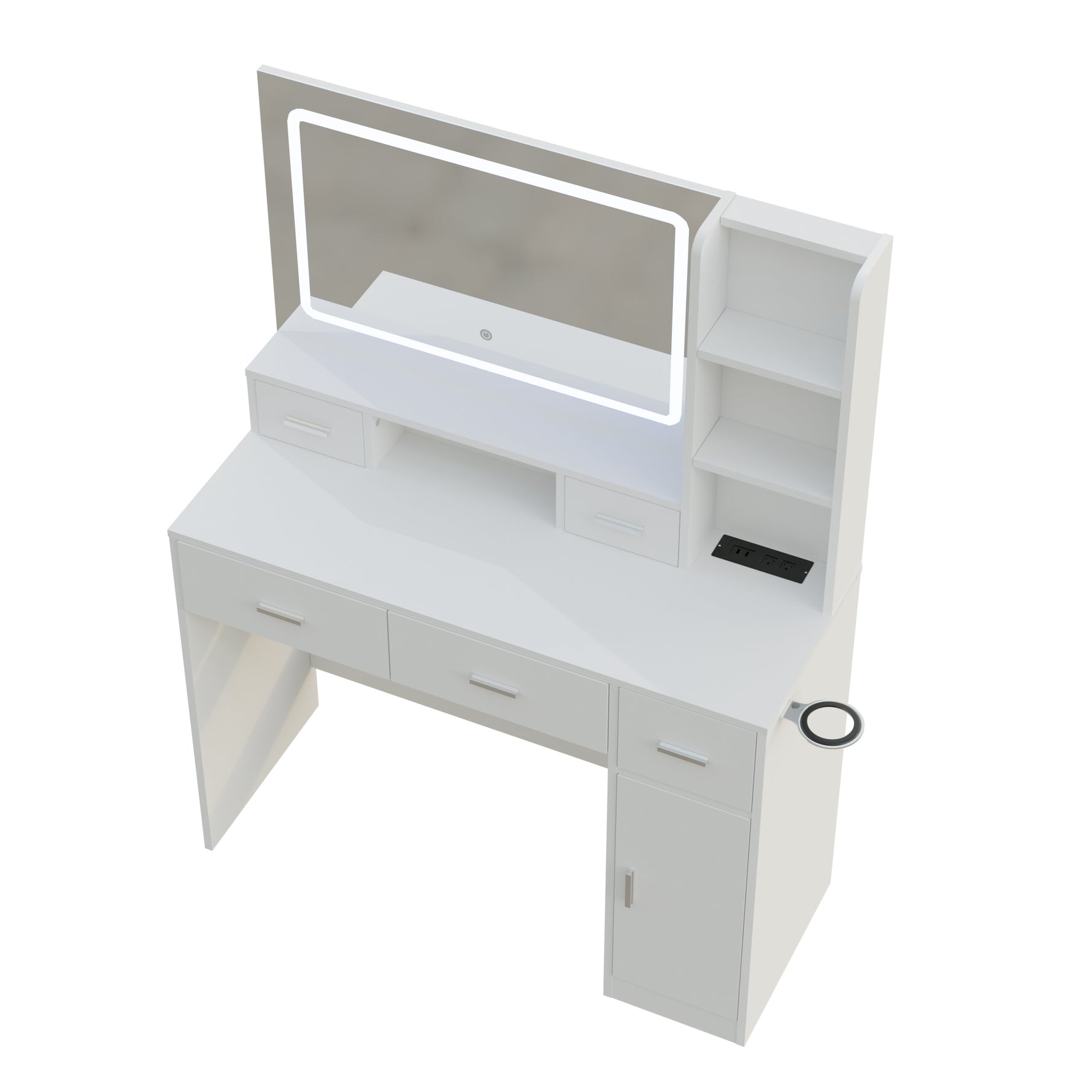 Miroir intelligent avec tiroirs et armoires de rangement, table de maquillage eprolo pour chambre à coucher.