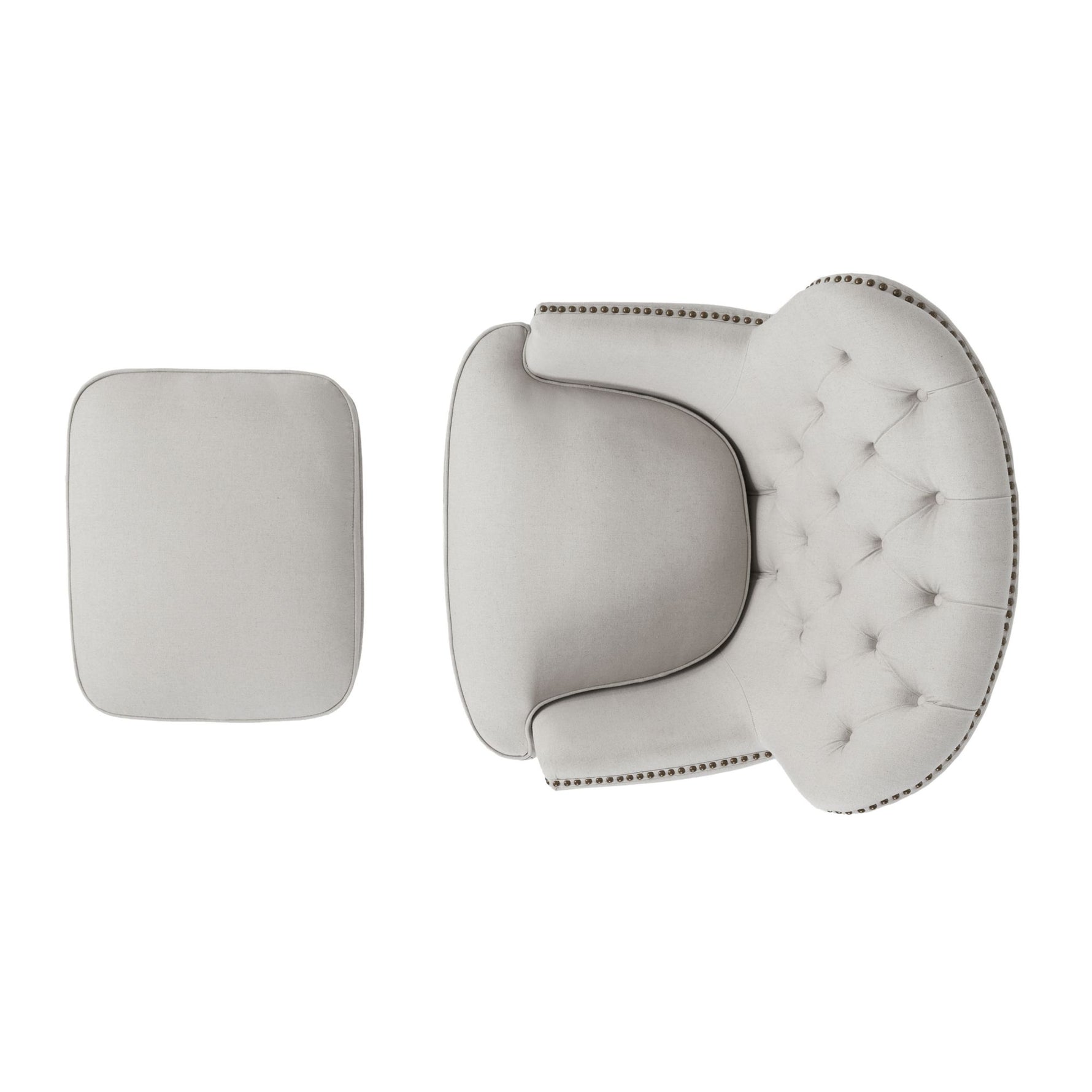 Chaise de club moderne en tissu gris clair avec ottoman assorti, fauteuil confortable et élégant, par eprolo.
