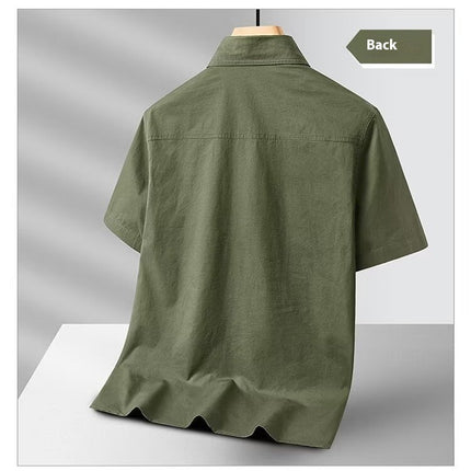 Solid Color Short Sleeve Men's Workwear Shirt